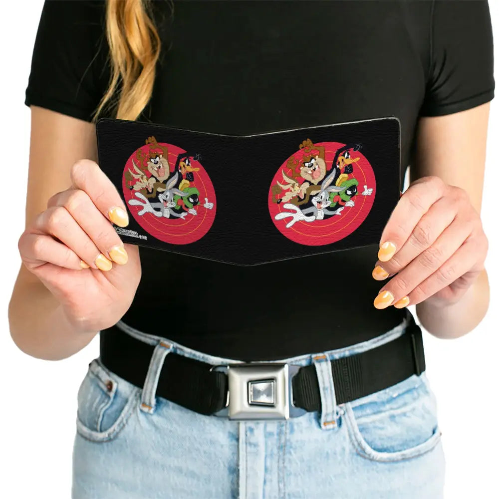Bi-Fold Wallet - Looney Tunes 5-Character Bullseye Pose Black Bi-Fold Wallets