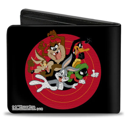 Bi-Fold Wallet - Looney Tunes 5-Character Bullseye Pose Black Bi-Fold Wallets