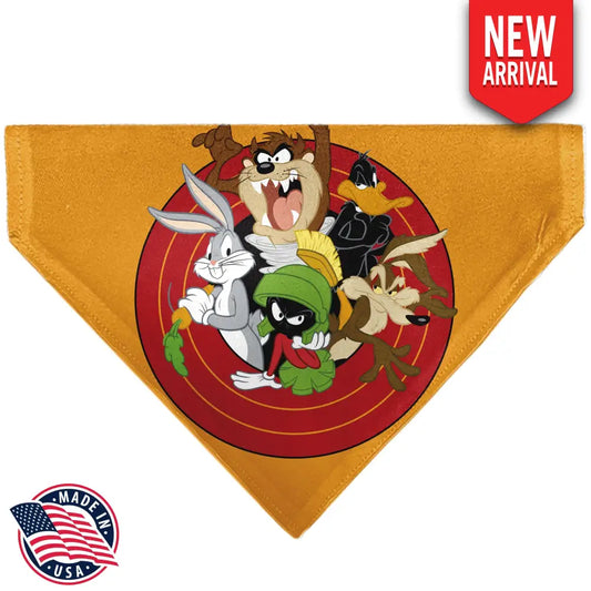 Pet Bandana - LOONEY TUNES Five Character Target Pose Orange - Pet Bandanas