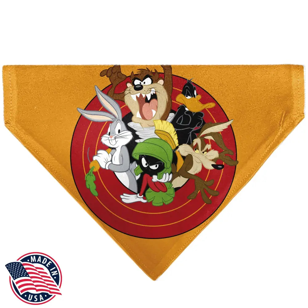 Pet Bandana - LOONEY TUNES Five Character Target Pose Orange - Pet Bandanas