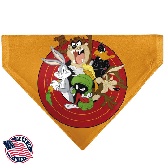 Pet Bandana - LOONEY TUNES Five Character Target Pose Orange - Pet Bandanas