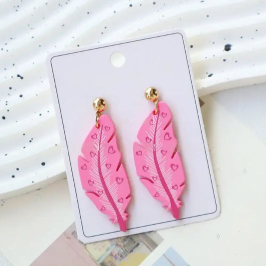 Love Of A Feather – Pink Earrings
