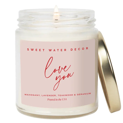 Love You Soy Patterned Candle - Clear Jar - 9 oz - Candles