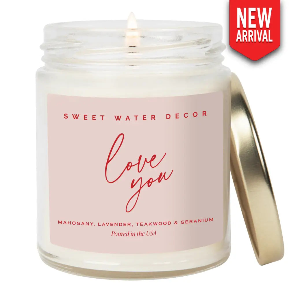 Love You Soy Patterned Candle - Clear Jar - 9 oz - Candles