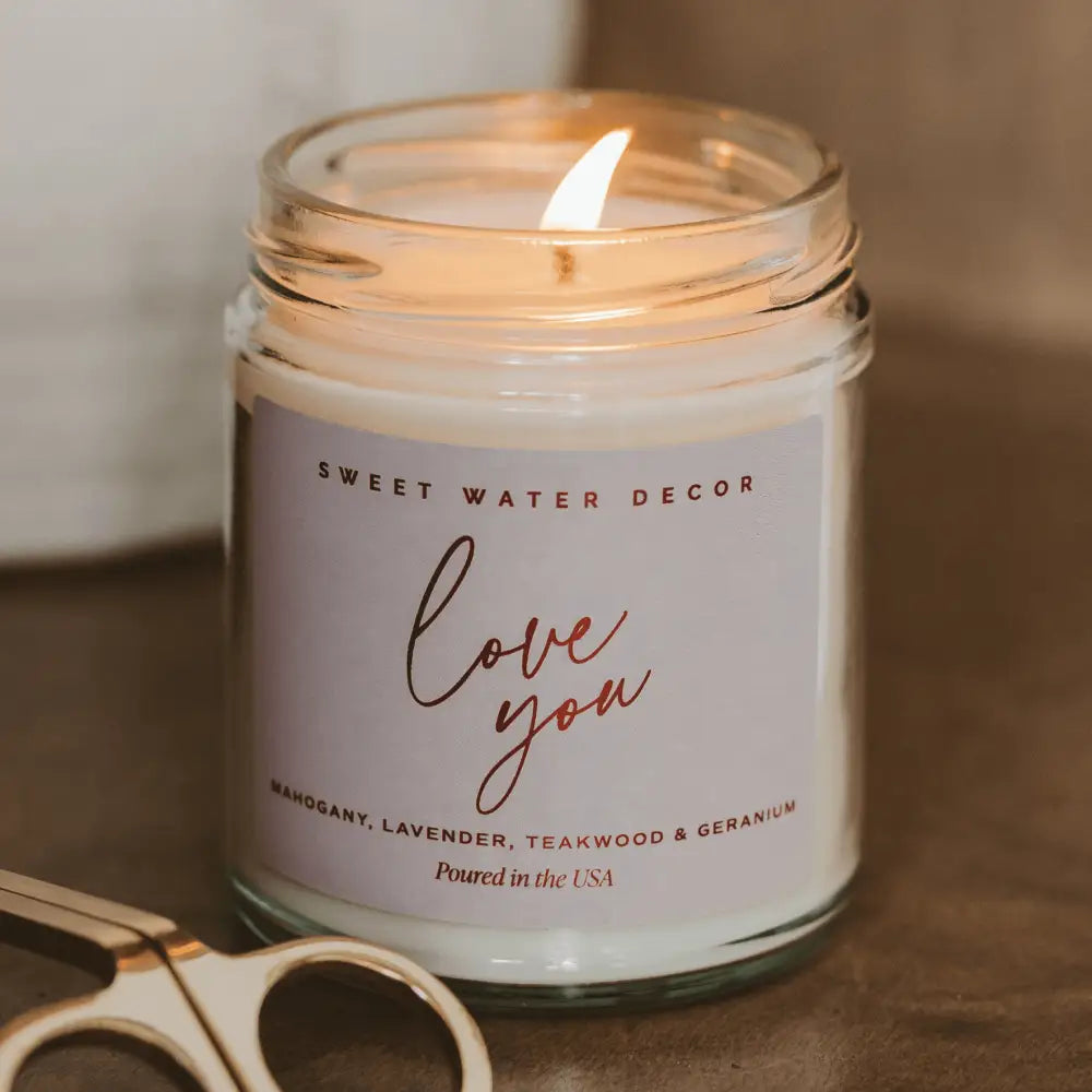 Love You Soy Patterned Candle - Clear Jar - 9 oz - Candles