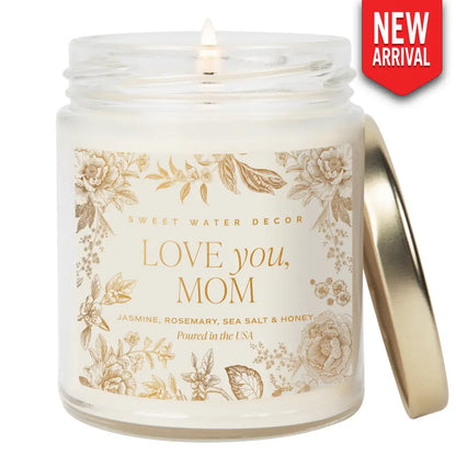 Love You Mom Soy Candle - Clear Patterned Jar - 9 oz - Candles