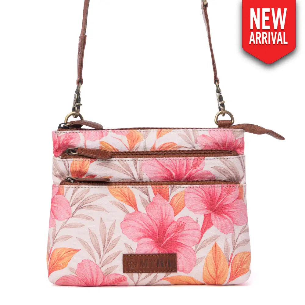 Myra Maple Ridge Cotton & Leather Crossbody Bag in Rose Petal - Rose Petal - Bags