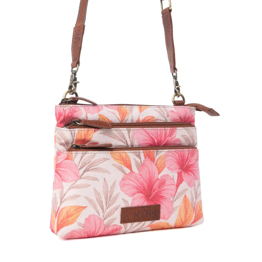 Myra Maple Ridge Cotton & Leather Crossbody Bag in Rose Petal - Rose Petal - Bags