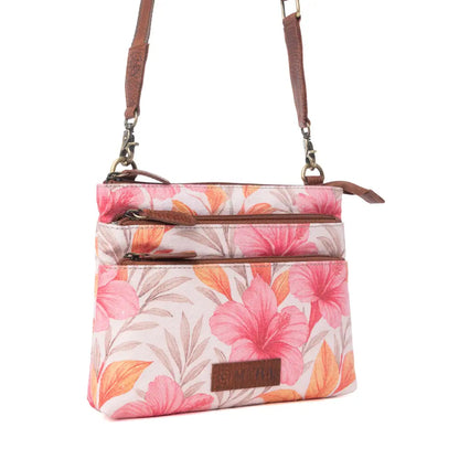 Myra Maple Ridge Cotton & Leather Crossbody Bag in Rose Petal - Rose Petal - Bags