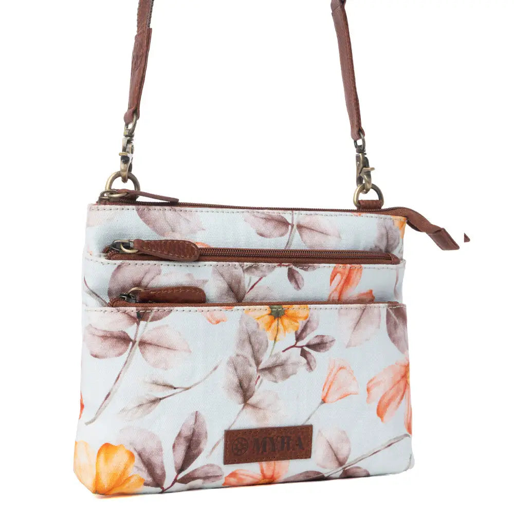 Myra Maple Ridge Cotton & Leather Crossbody Bag in Powder Sky - Powder Sky - Bags