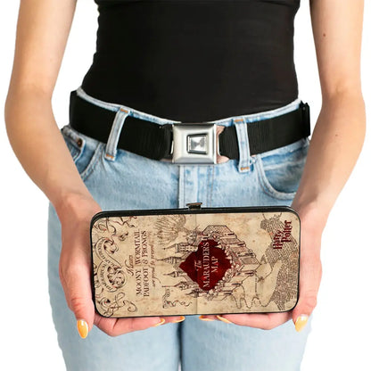 Hinged Wallet - Hogwarts School THE MARAUDER’S MAP Tan Reds Hinged Wallets
