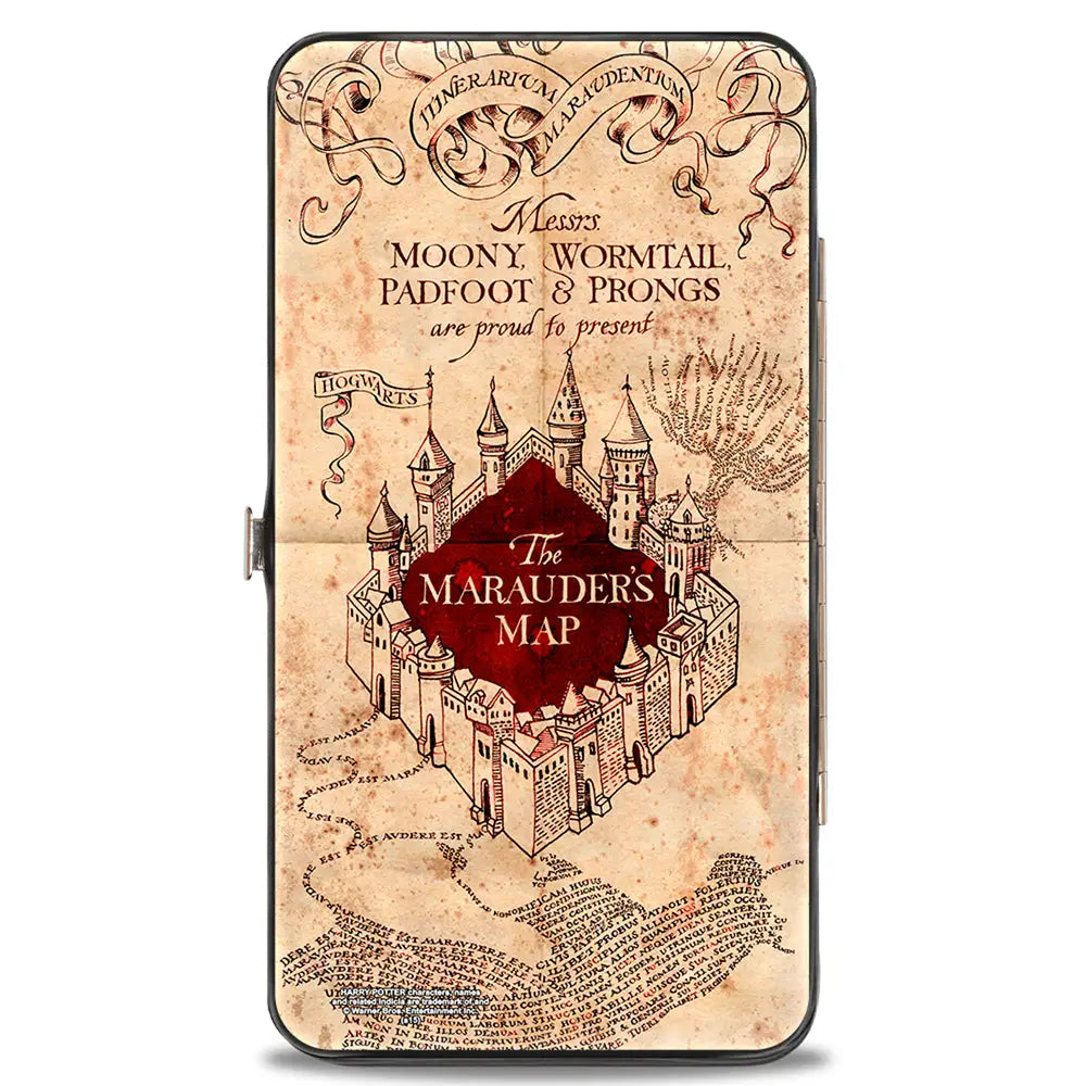 Hinged Wallet - Hogwarts School THE MARAUDER’S MAP Tan Reds Hinged Wallets