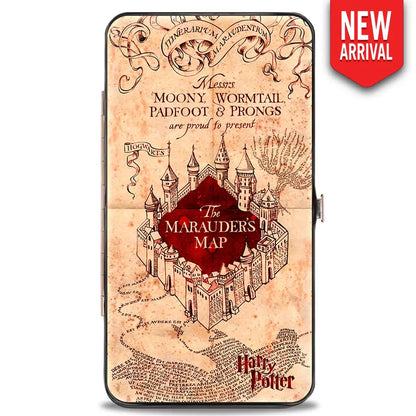 Hinged Wallet - Hogwarts School THE MARAUDER’S MAP Tan Reds Hinged Wallets