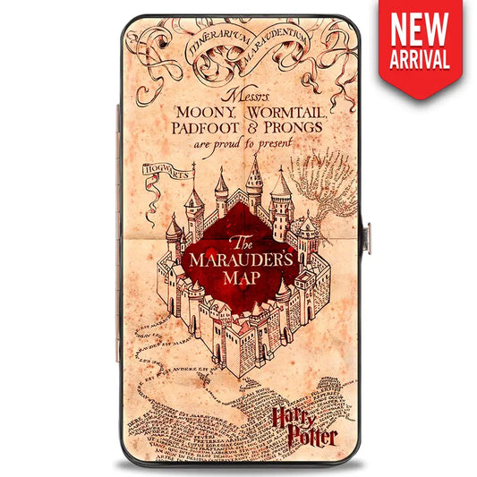 Hinged Wallet - Hogwarts School THE MARAUDER’S MAP Tan Reds Hinged Wallets