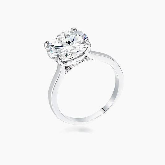 5Ct Rhodium Britney Round Solitaire Engagement Ring - Rings