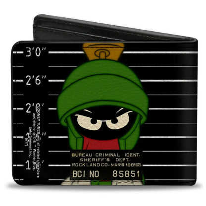 Bi-Fold Wallet - Marvin the Martian ROCKLAND CO Mug Shot Black White Bi-Fold Wallets