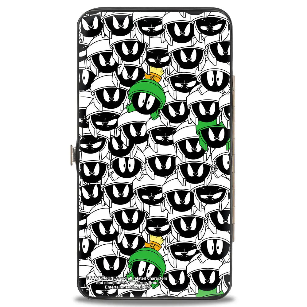 Hinged Wallet - Marvin the Martian Ray Gun Pose Expressions Stacked PORTRAIT White Black Multi Color Hinged Wallets