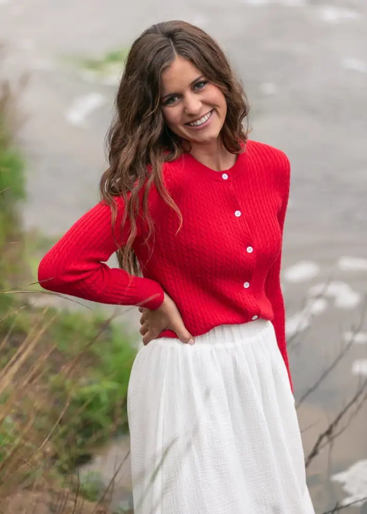 Mason Red Button Up Cardigan - IC Layering Essentials