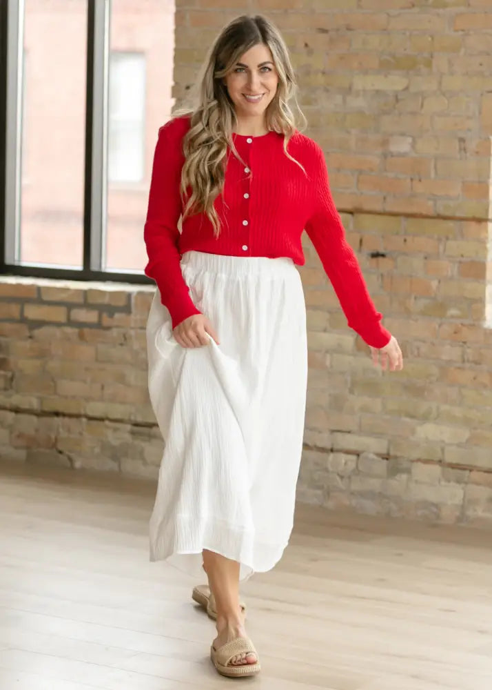 Mason Red Button Up Cardigan - IC Layering Essentials