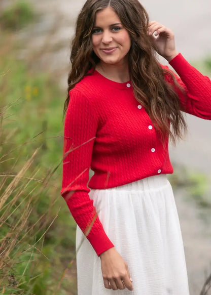 Mason Red Button Up Cardigan - IC Layering Essentials