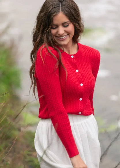 Mason Red Button Up Cardigan - IC Layering Essentials