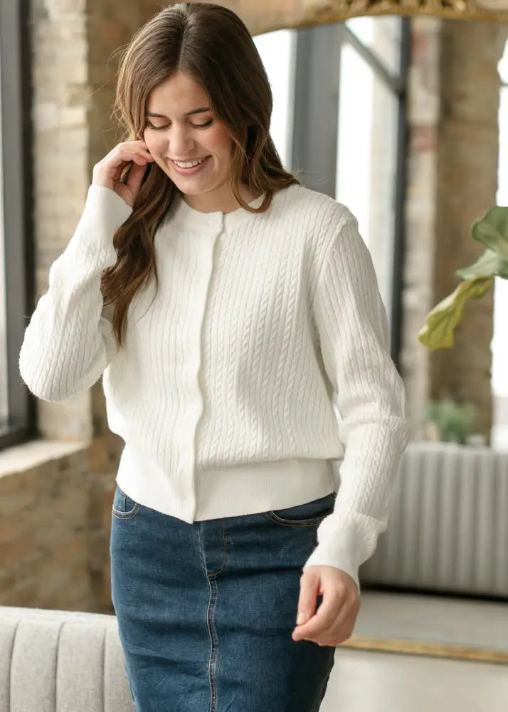 Mason White Button Up Cardigan - IC Layering Essentials