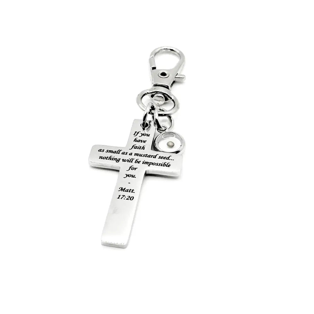 Mustard Seed Faith Cross Clip On Charm Stainless Steel Christian Gift Scripture Charm Matt 17 20 Inspirational Faith