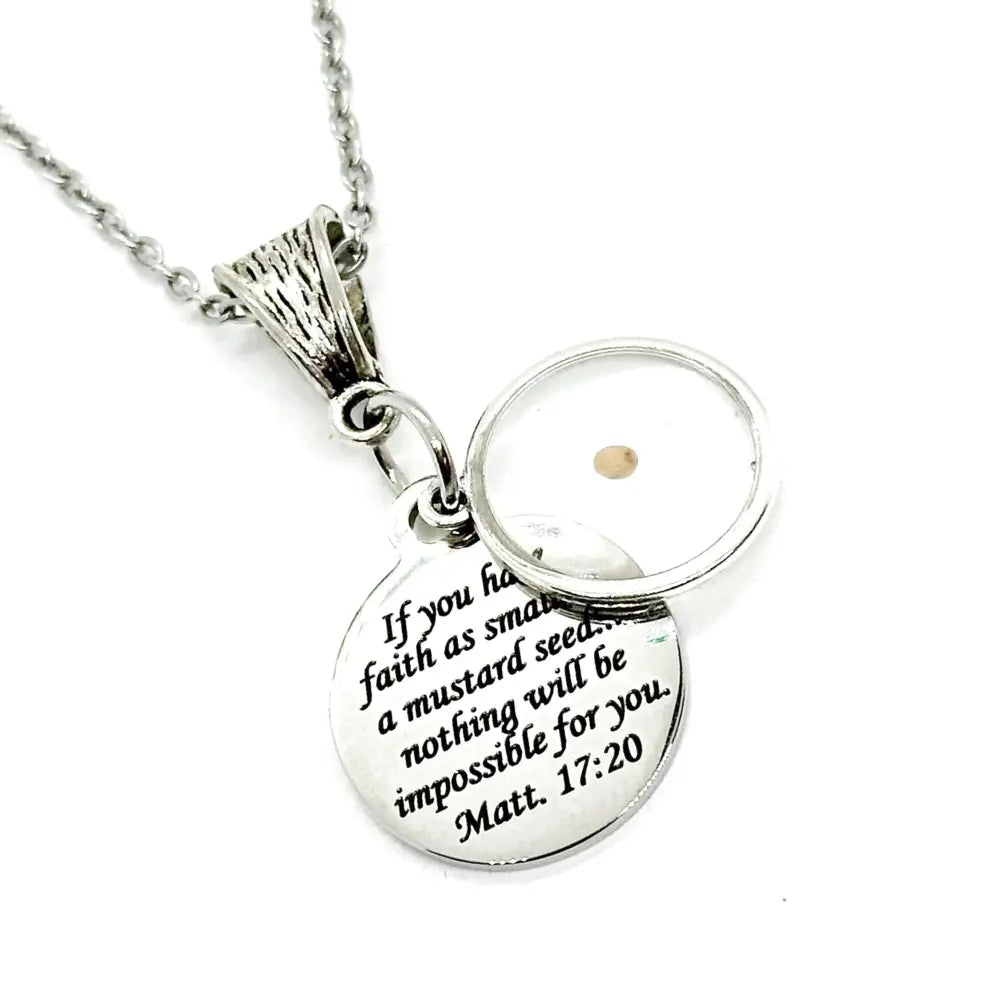 Mustard Seed Faith Necklace Matthew 17 20 Stainless Steel Engraved Charm Christian Scripture Jewelry Gift For Her