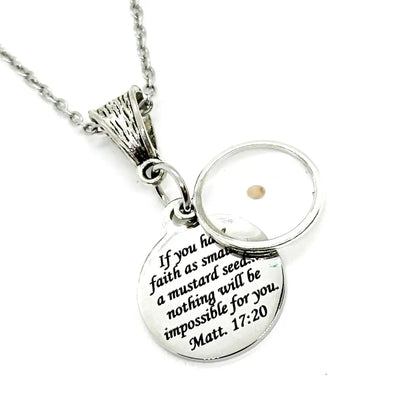 Mustard Seed Faith Necklace Matthew 17 20 Stainless Steel Engraved Charm Christian Scripture Jewelry Gift For Her