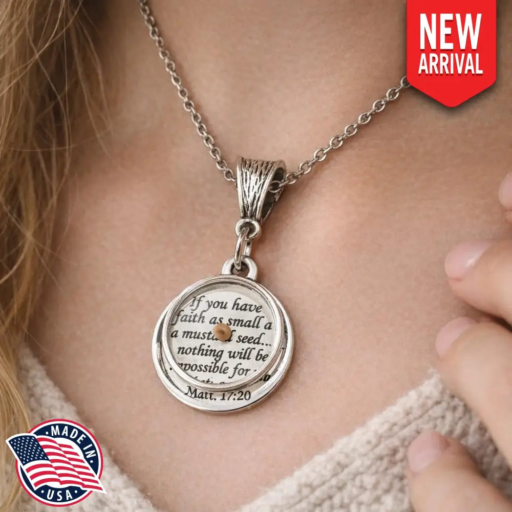 Mustard Seed Faith Necklace Matthew 17 20 Stainless Steel Engraved Charm Christian Scripture Jewelry Gift For Her