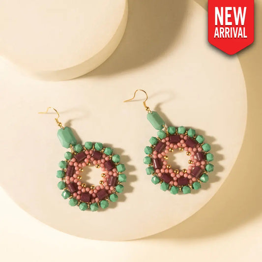 Myra Medallion Earrings in Turquoise Plum - Turquoise Plum - JEWELLRY
