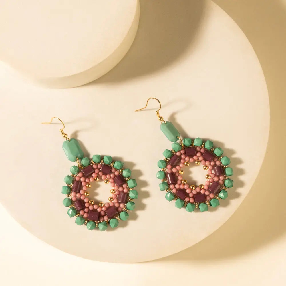 Myra Medallion Earrings in Turquoise Plum - Turquoise Plum - JEWELLRY