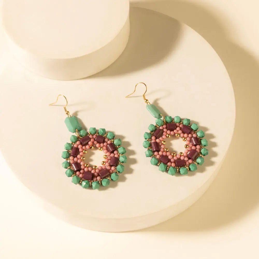 Myra Medallion Earrings in Turquoise Plum - Turquoise Plum - JEWELLRY