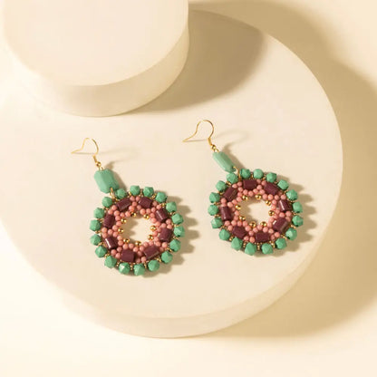 Myra Medallion Earrings in Turquoise Plum - Turquoise Plum - JEWELLRY