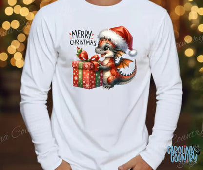 Merry Dragon-Mas – White Small / Long Shirt