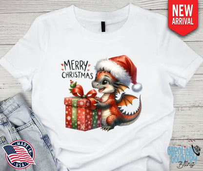 Merry Dragon-Mas – White Small / Short Shirt