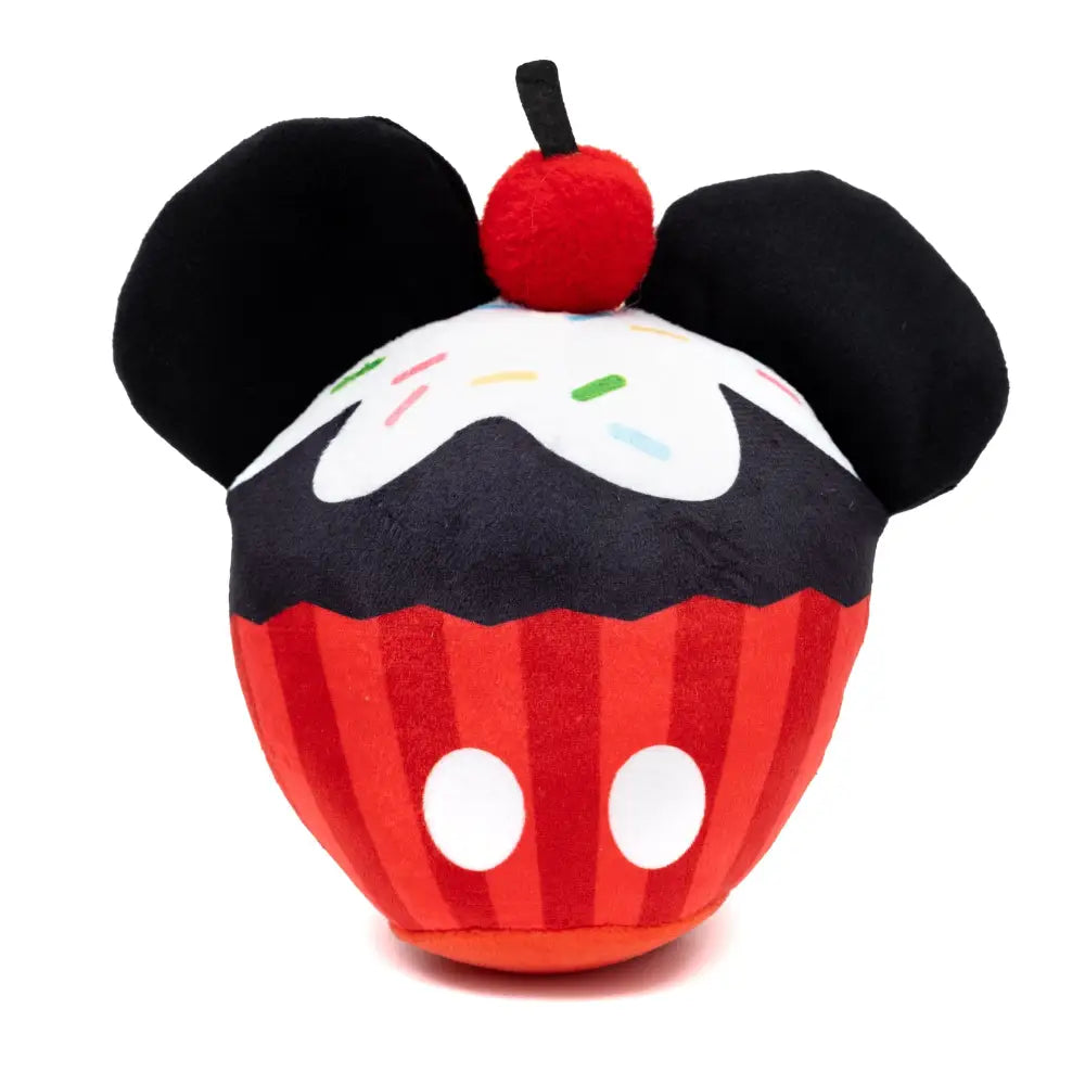 Dog Toy Squeaker Plush - Mickey Mouse Cupcake with Ears Red Dog Toy Squeaky Plush