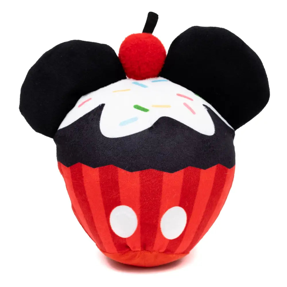 Dog Toy Squeaker Plush - Mickey Mouse Cupcake with Ears Red Dog Toy Squeaky Plush