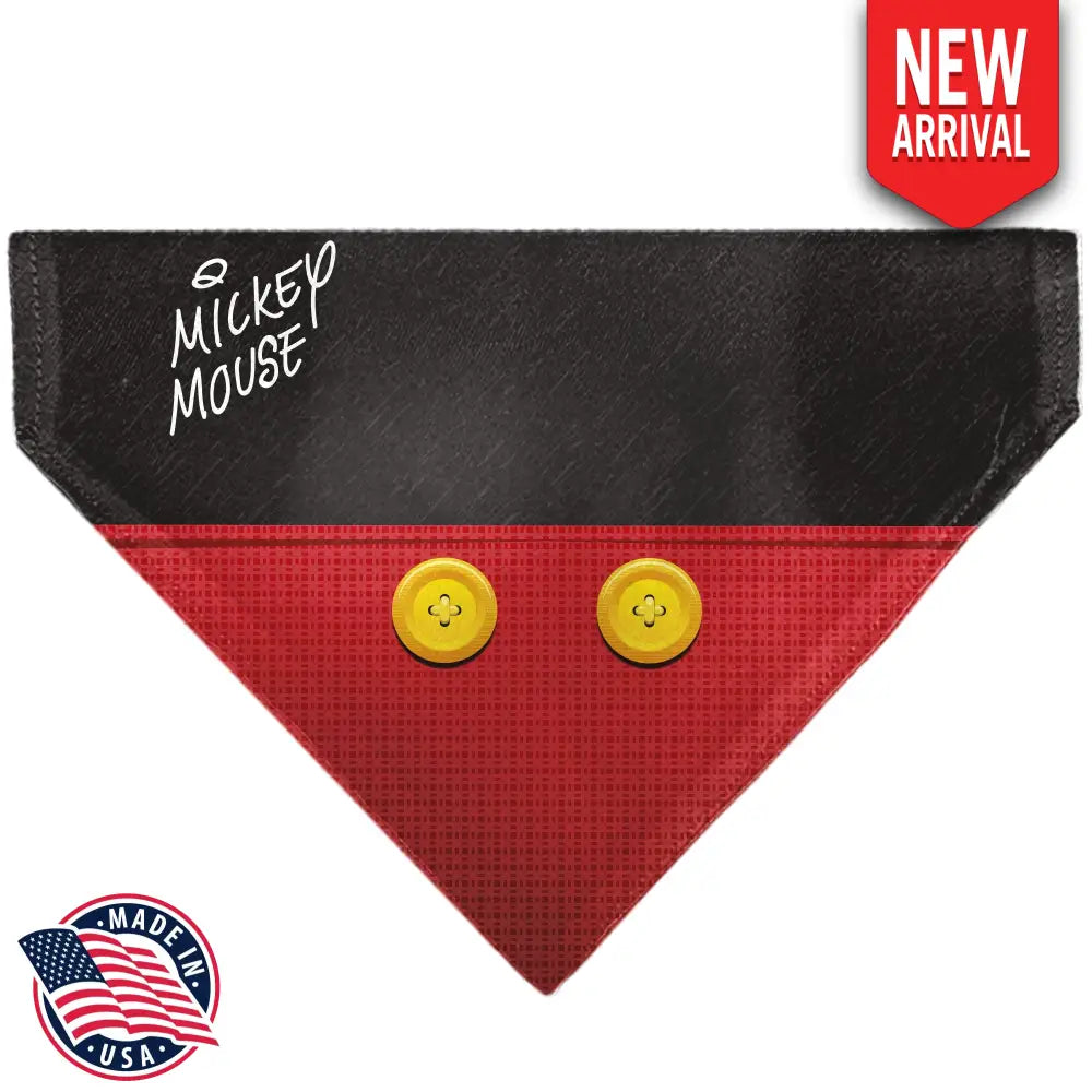 Pet Bandana - Mickey Mouse Buttons Black/Red - Pet Bandanas
