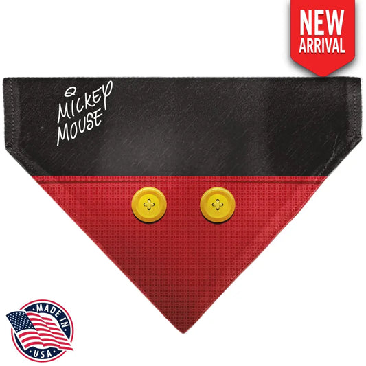 Pet Bandana - Mickey Mouse Buttons Black/Red - Pet Bandanas