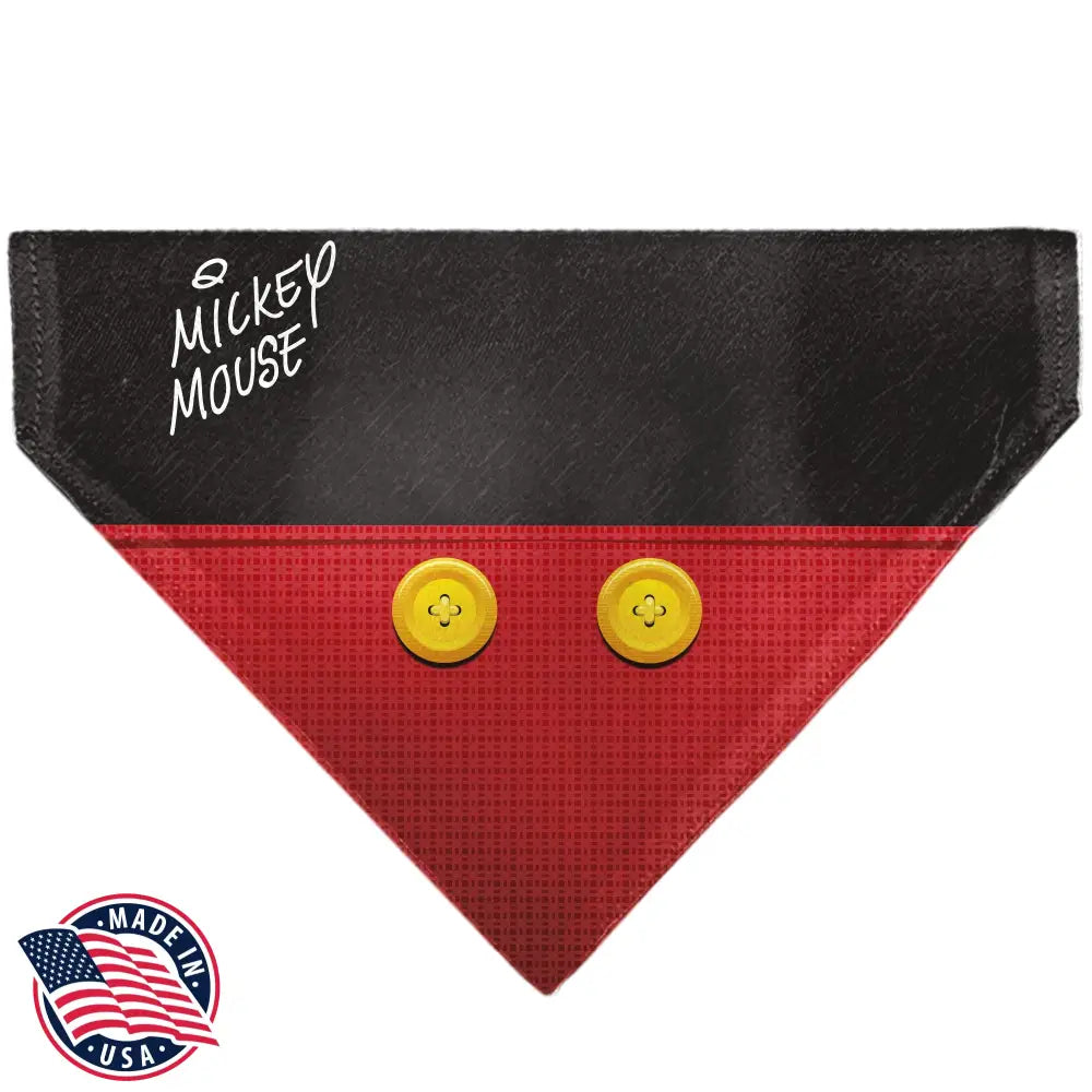 Pet Bandana - Mickey Mouse Buttons Black/Red - Pet Bandanas