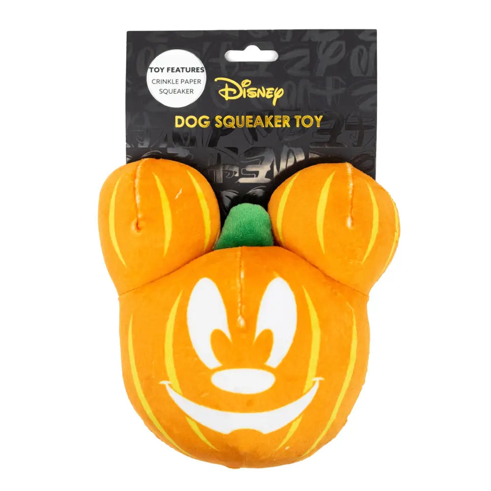 Dog Toy Squeaker Plush - Disney Halloween Mickey Mouse Pumpkin Face Dog Toy Squeaky Plush