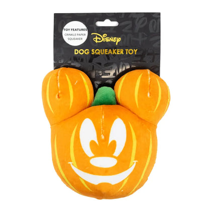 Dog Toy Squeaker Plush - Disney Halloween Mickey Mouse Pumpkin Face Dog Toy Squeaky Plush