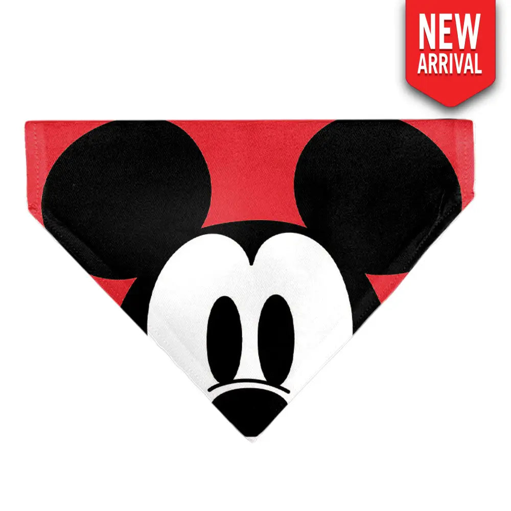 Pet Bandana - Mickey Mouse Face Character Close-Up Red Pet Bandanas
