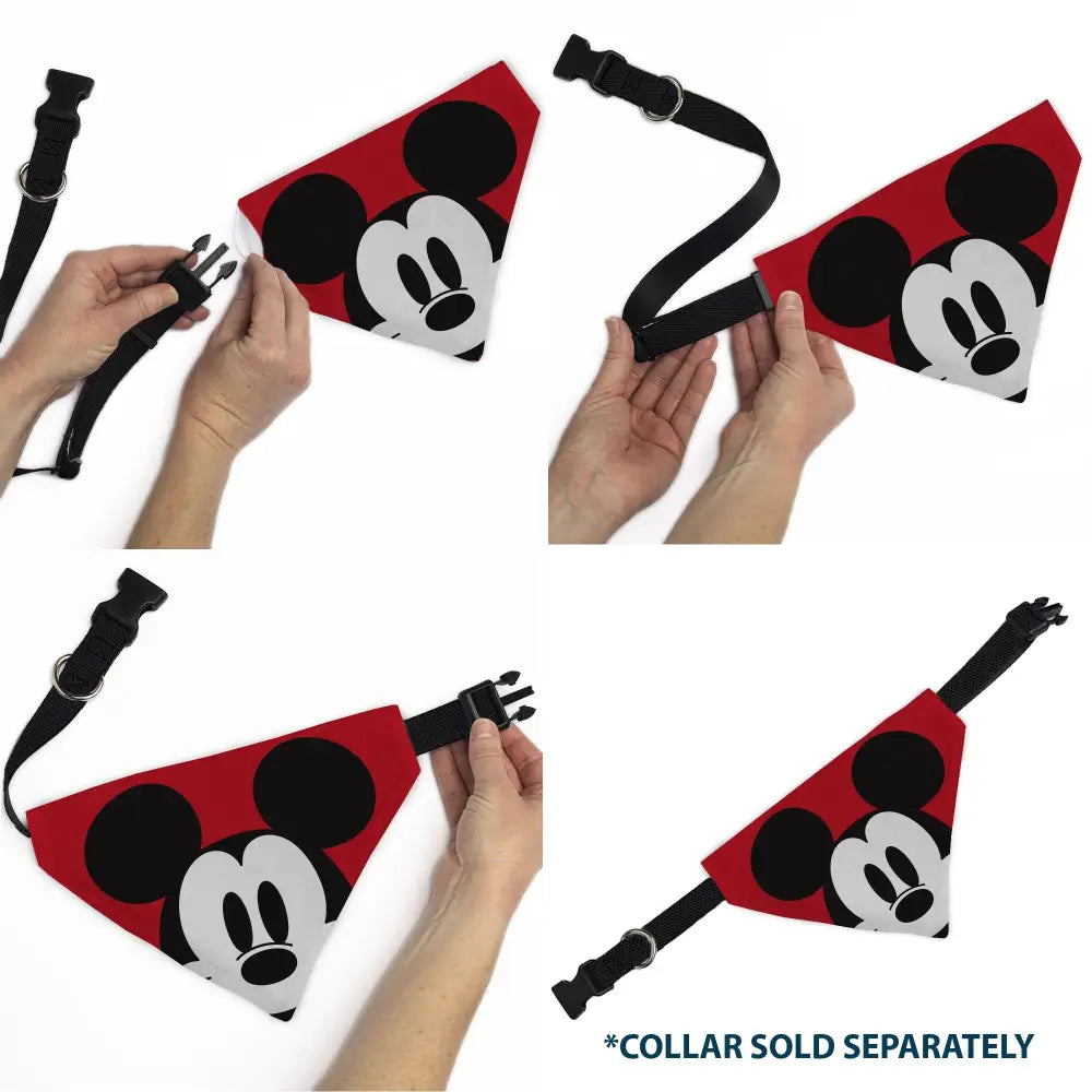 Pet Bandana - Mickey Mouse Face Character Close-Up Red Pet Bandanas