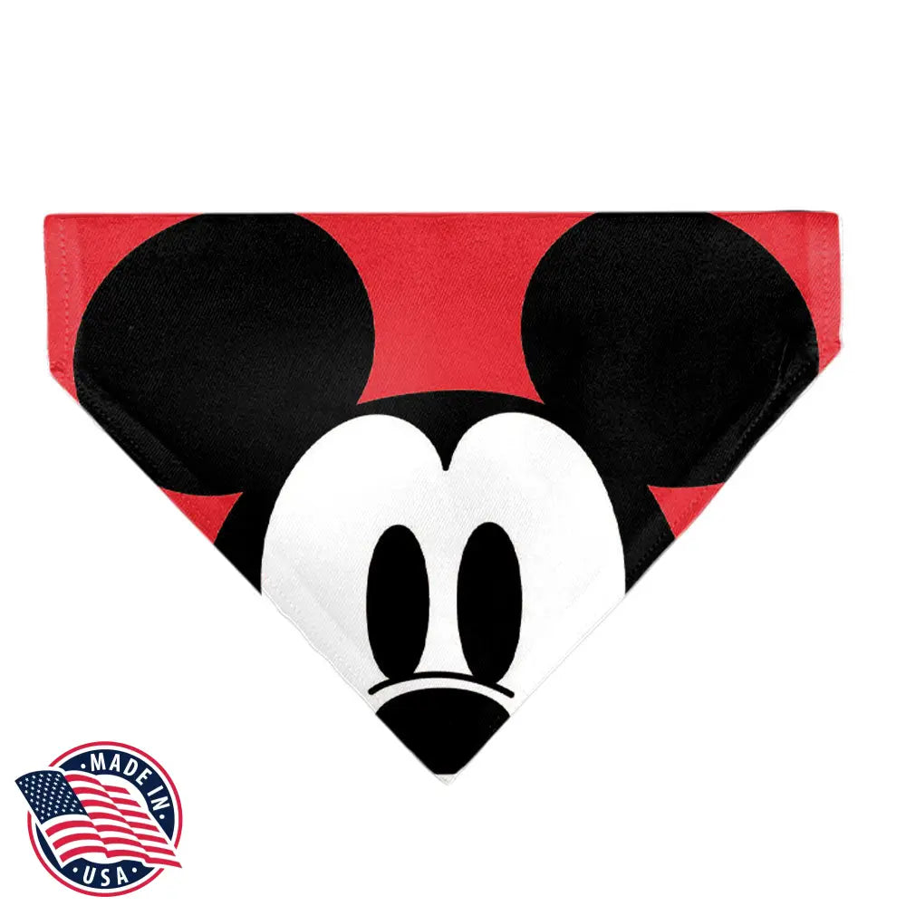 Pet Bandana - Mickey Mouse Face Character Close-Up Red Pet Bandanas