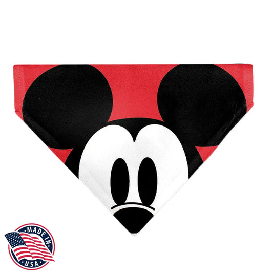 Pet Bandana - Mickey Mouse Face Character Close-Up Red Pet Bandanas