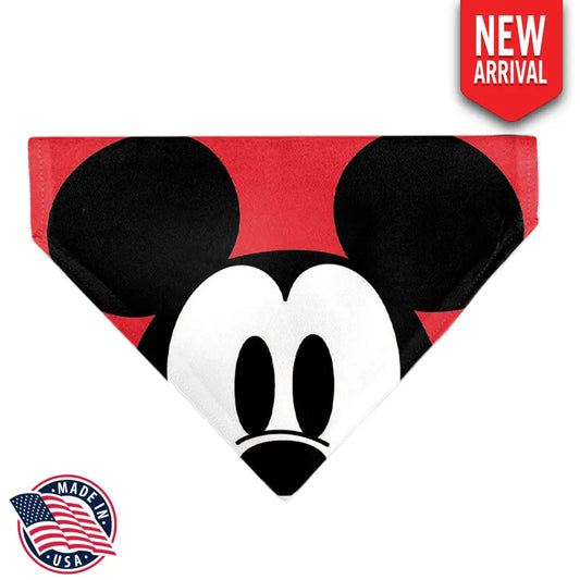 Pet Bandana - Mickey Mouse Face Character Close-Up Red Pet Bandanas