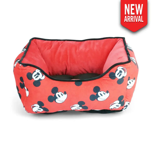Cuddler Pet Bed - Mickey Mouse Expressions Scattered Red - Pet Beds