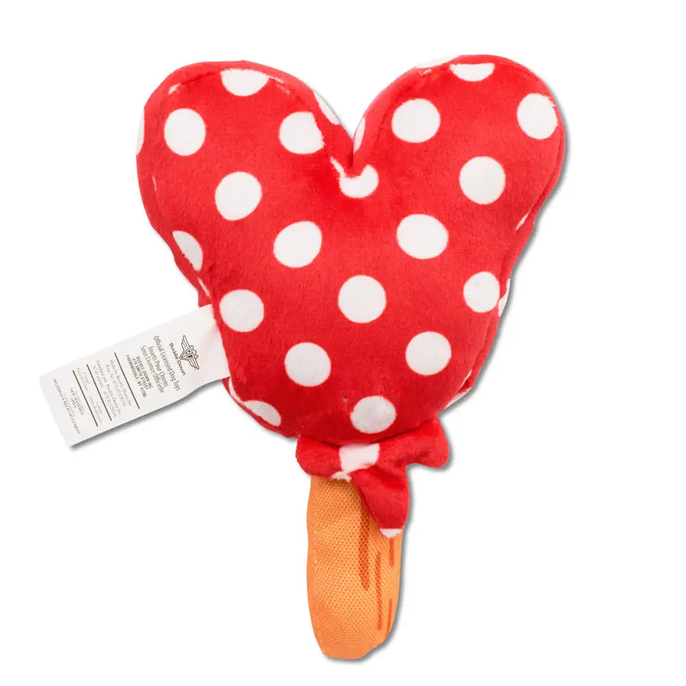 Dog Toy Squeaker Plush - Minnie Mouse Ice Cream with Ears and Bow Red - Dog Toy Squeaky Plush